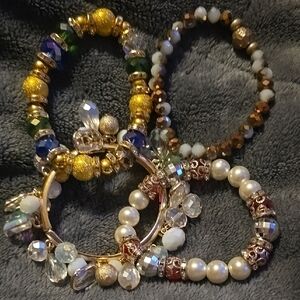 4 Elegant Multicolor Beaded Bracelet Set